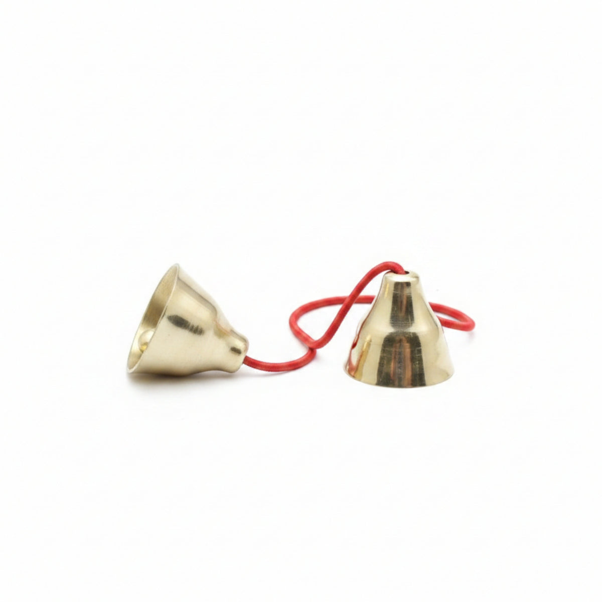 Red Cord Handle Hand Percussion Bell Polished Copper Bell Gold-Colored Music Tool Hollow for Children, Students