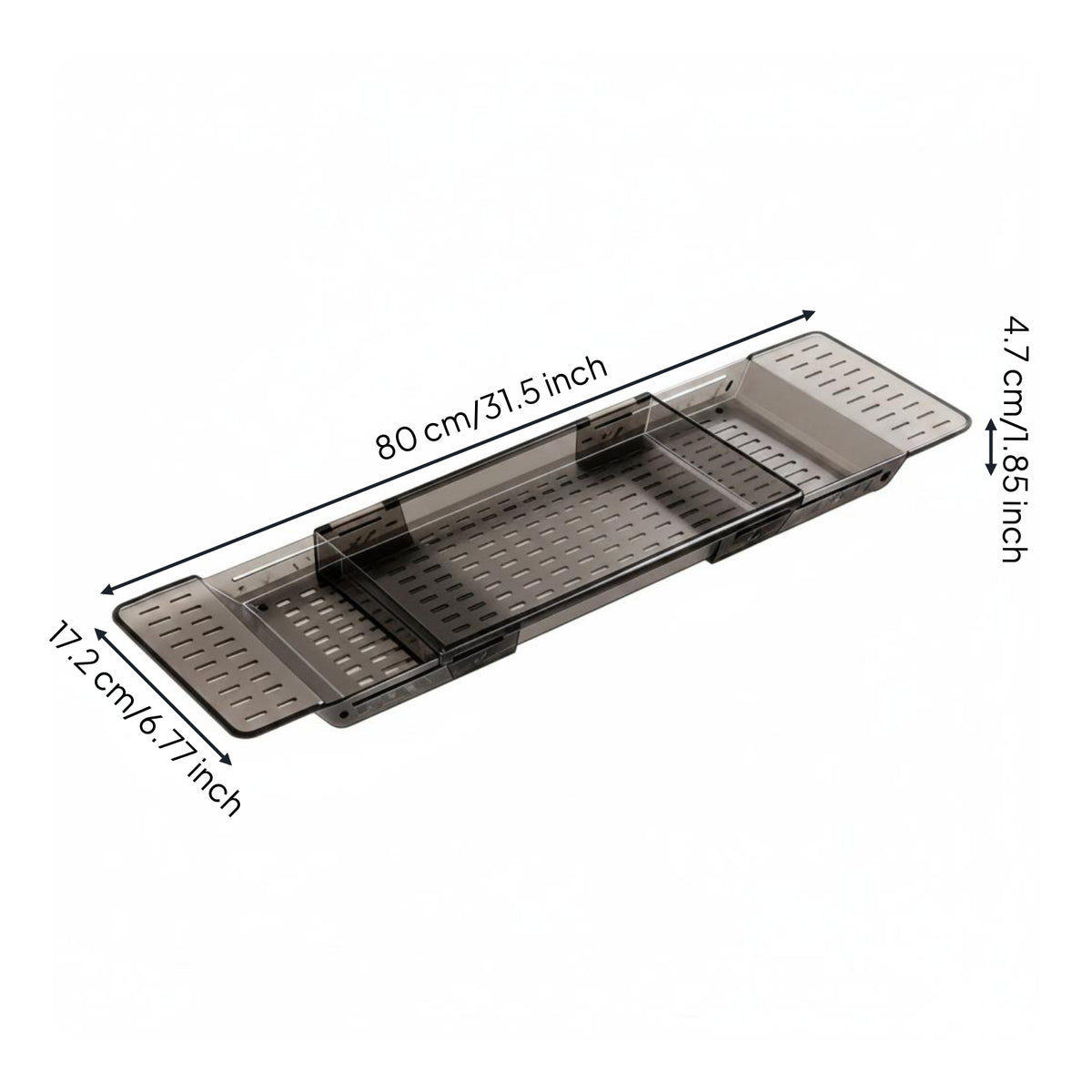 Extendable Bath Tray Water-Resistant Adjustable Bathtub Tray Drainage Holes Non-Slip Bath Shelf