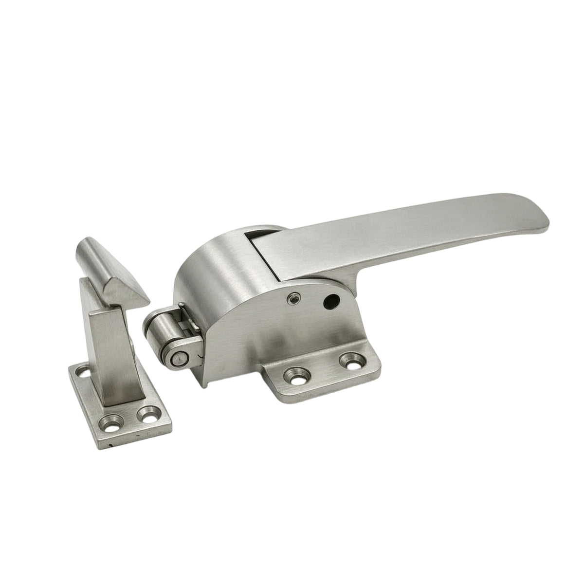 Stainless Steel Latch Handle with Strike Plate Brushed Silver Handle with Strike Plate Spring-Loaded Hardware Industrial for Steamer