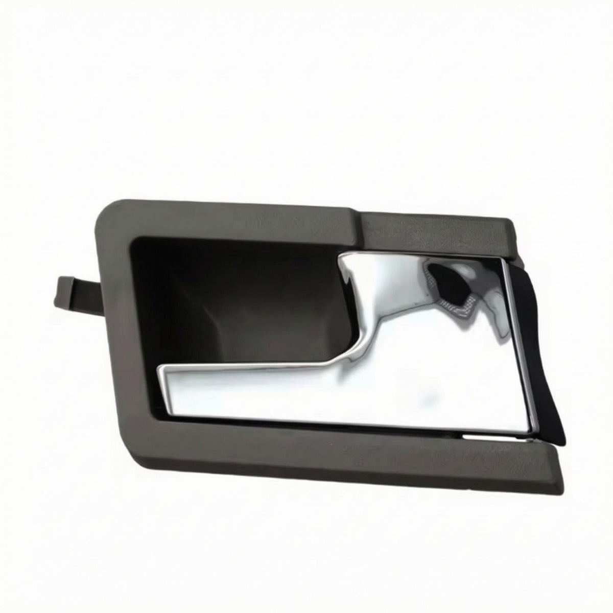 Chrome-Colored Front Interior Door Pull Handle Black Textured Recessed Door Handle Integrated Mounting Tab Car Part Rectangular