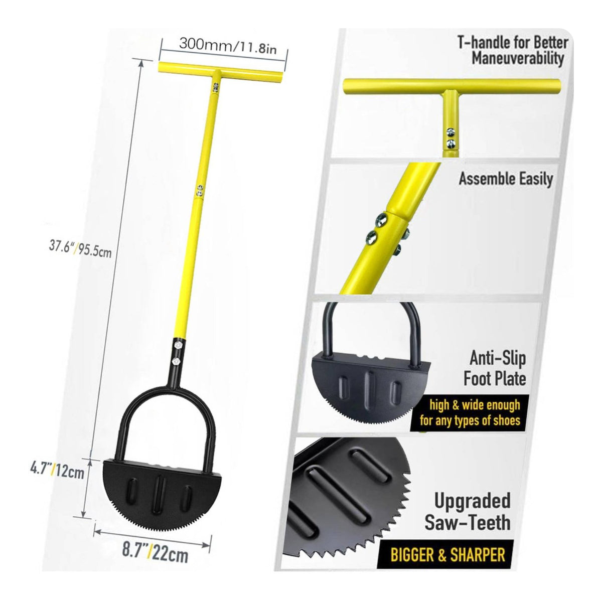 Half Moon Lawn Edger Tooth Blade Long Handle Edging Tool for Gardeners