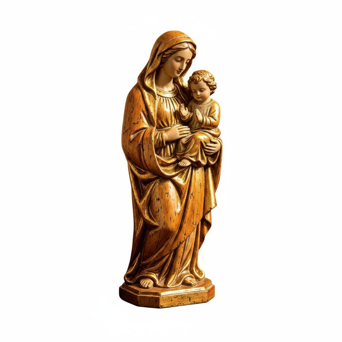 Madonna and Child Statue Compact Size Mary and Jesus Statue Hand-Painted Look