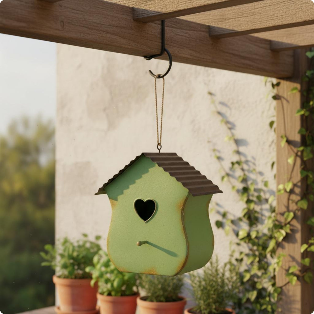 Metal Birdhouse Indoor and Outdoor Use Hanging Birdhouse Gift Idea Pet Shelter for Garden, Patio