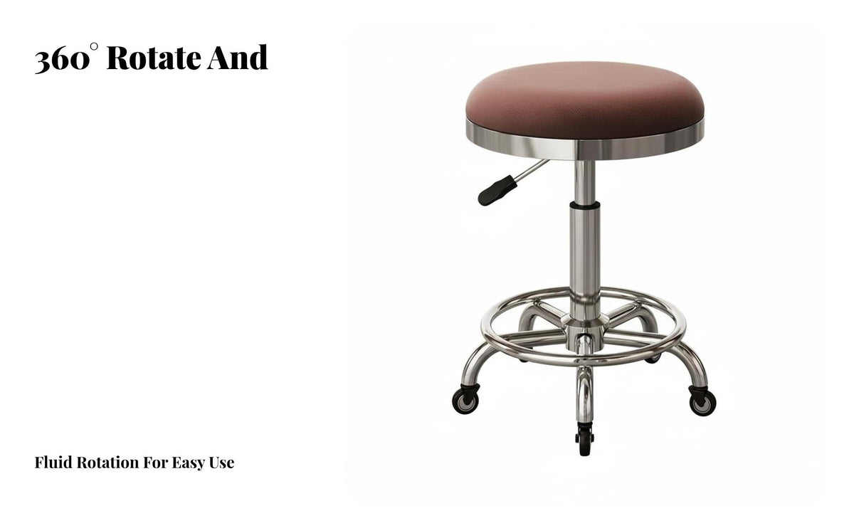 Effortless Rolling Casters Adjustable Swivel Stool with Wheels Thick Padded Cushion Adjustable Drafting Stool with Backrest Strong Load Beafootrest Technician Chair Heavy Duty for Hairstylists, Nail Technicians, Beauty Salon, Barber Shop, Workshop