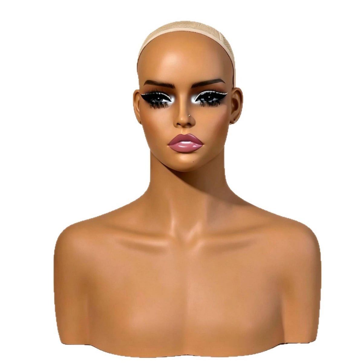 Mannequin Head with Shoulders Skin-Skin-Colored Head and Shoulders Form Plain Female Bust Form