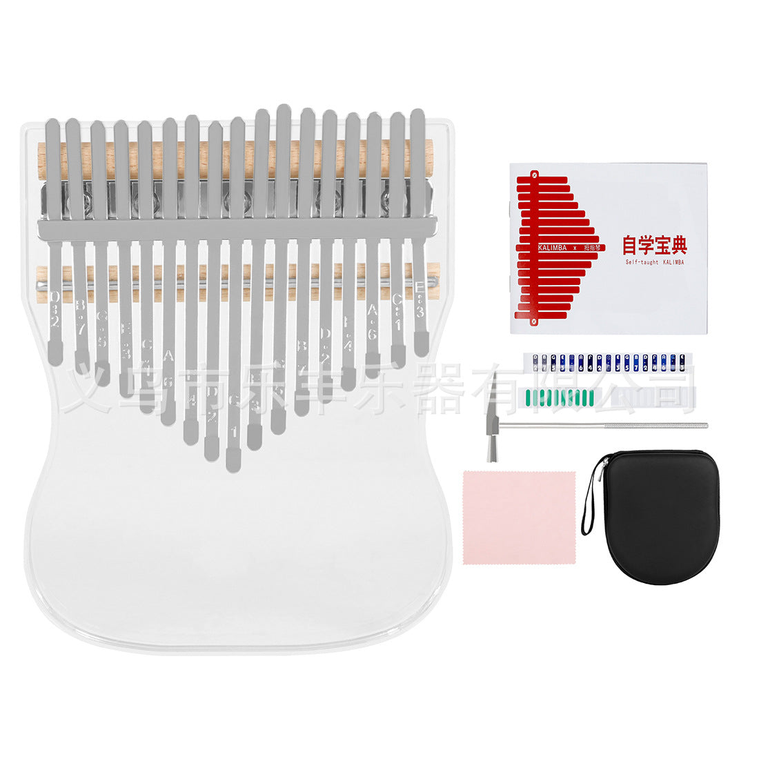 17-Note Kalimba Thumb Piano with Transparent Single Board