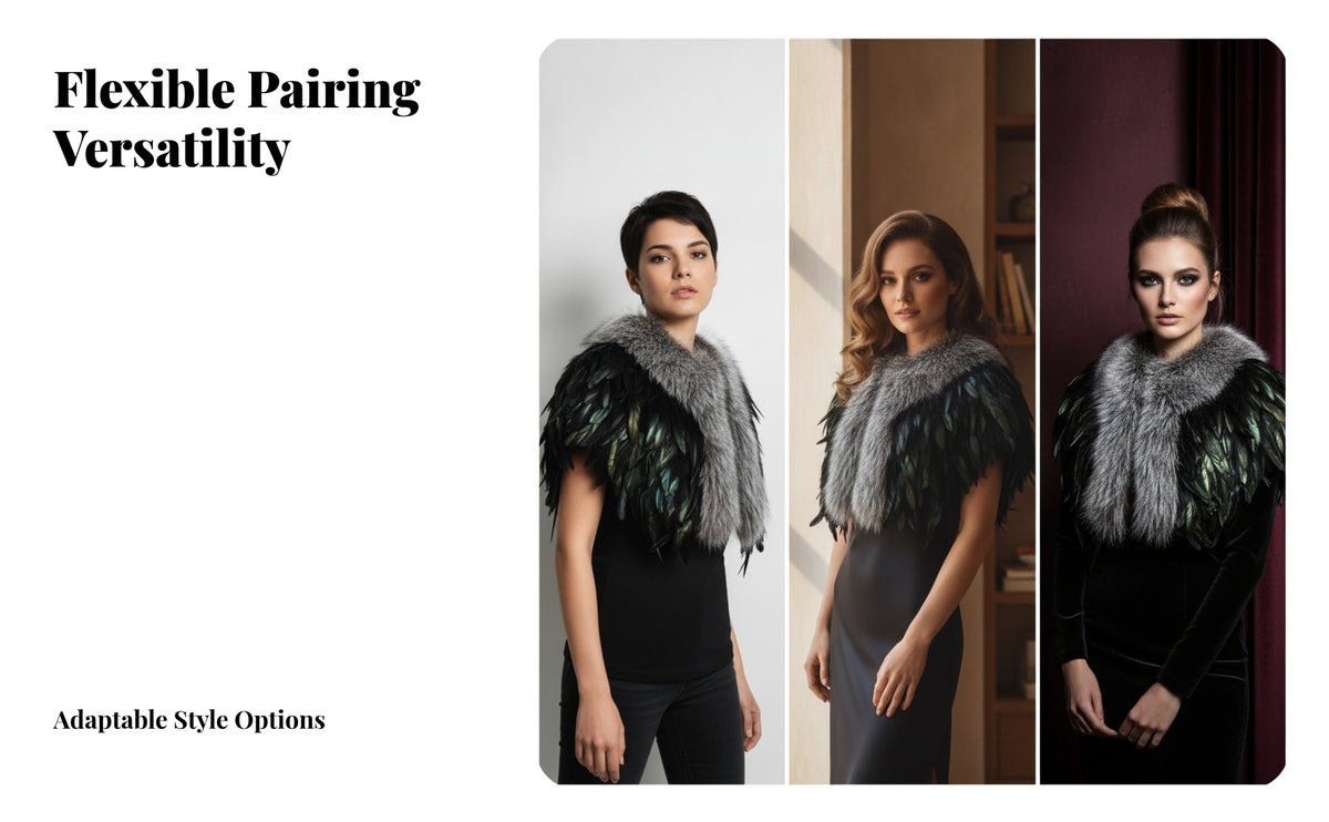 Feather Shoulder Wrap Draped Silhouette Feather Cape Luxury Look Soft Textile Shoulder Shawl