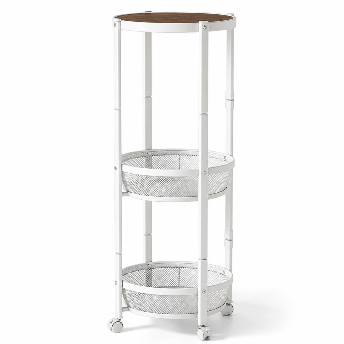 Rolling Cart with Table Top Three-Tier Space-Efficient-Tier Storage Trolley Movable Rolling Side Table for Kitchen
