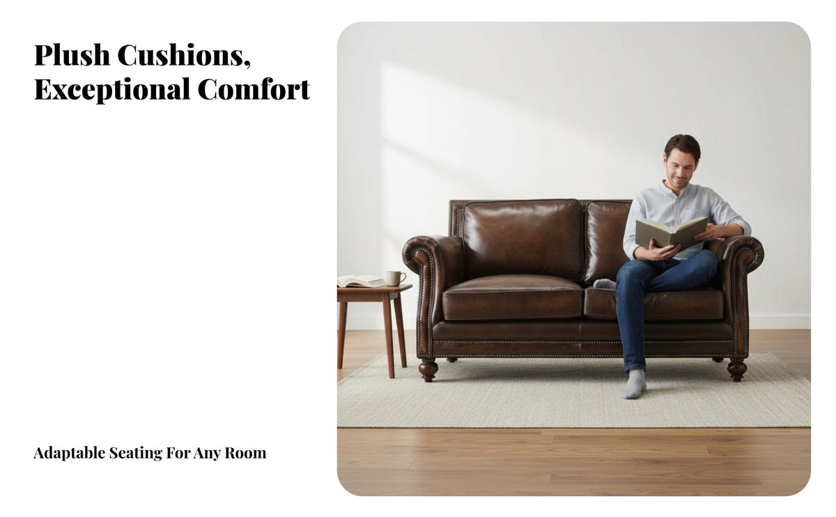 North American design Tufted spine Settee Vintage Design Sofa Comfortable paddinging Couch Rolled Arms for Homeowners, Interior Designers, Apartment Dwellers
