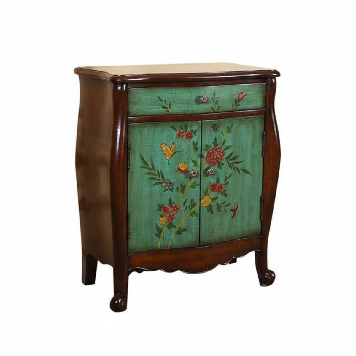 Vintage design 2-Door Painted Chest Distressed Finish 2-Door Patterned Cabinet Multi-Functional Sideboard Decorative Pattern Doors for Interior Decorators, Homeowners, Apartment Dwellers, Entryway, Hallway, Bedroom, Living Room