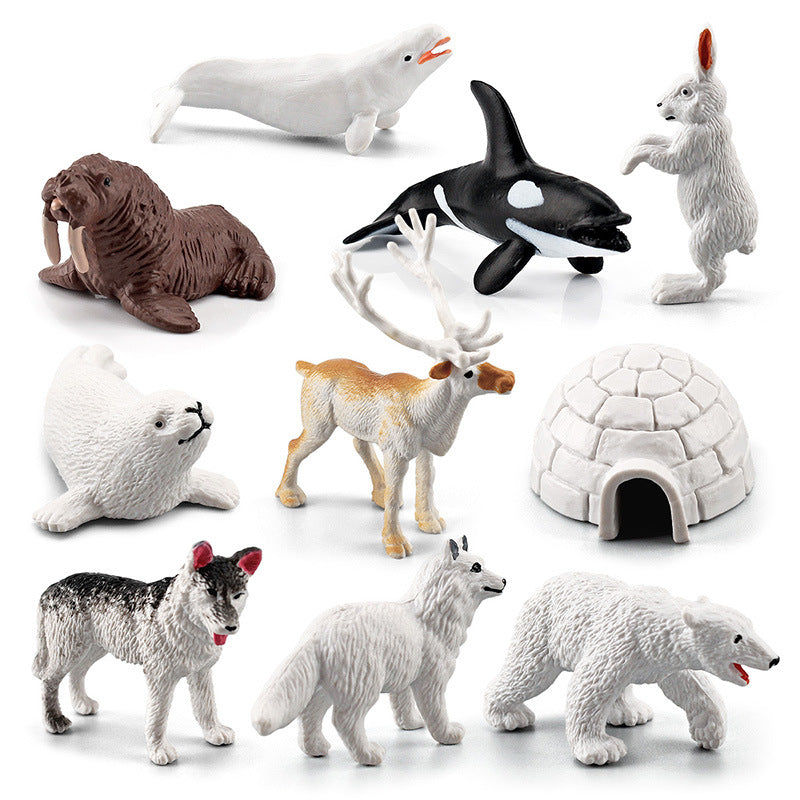 Mini Arctic Animal Figures Set - Beluga, Seal, Husky