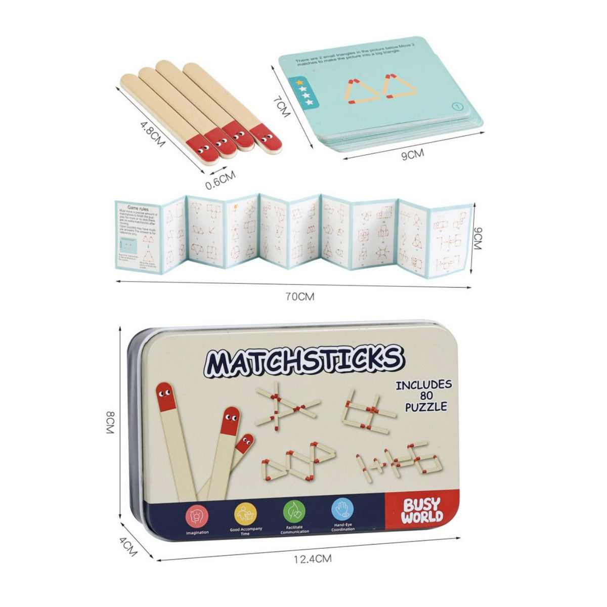 Small Rod Reasoning Puzzle Illustrated Iron Tin Printed Cards Brain Game