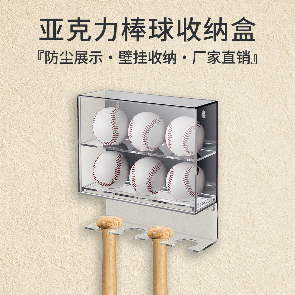 Acrylic Baseball Storage Box for Balls and Bats Transparent Display Case
