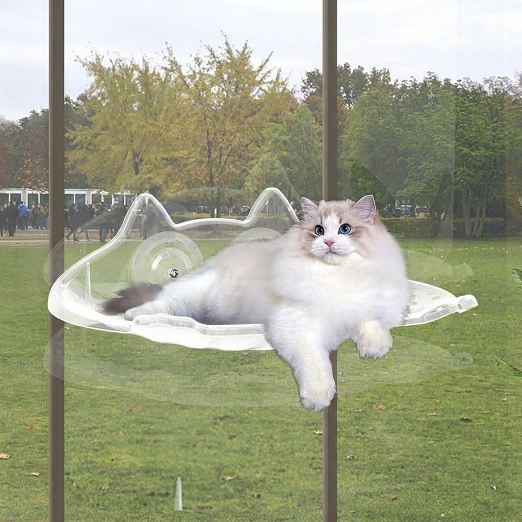 Suction Cup Cat Bed, Wall Mounted Cat Bed, Window Cat Bed for Indoor Cats, Sunbathing Cat Bed, 47.5x34x18cm Suction Cup Mounting, Removable