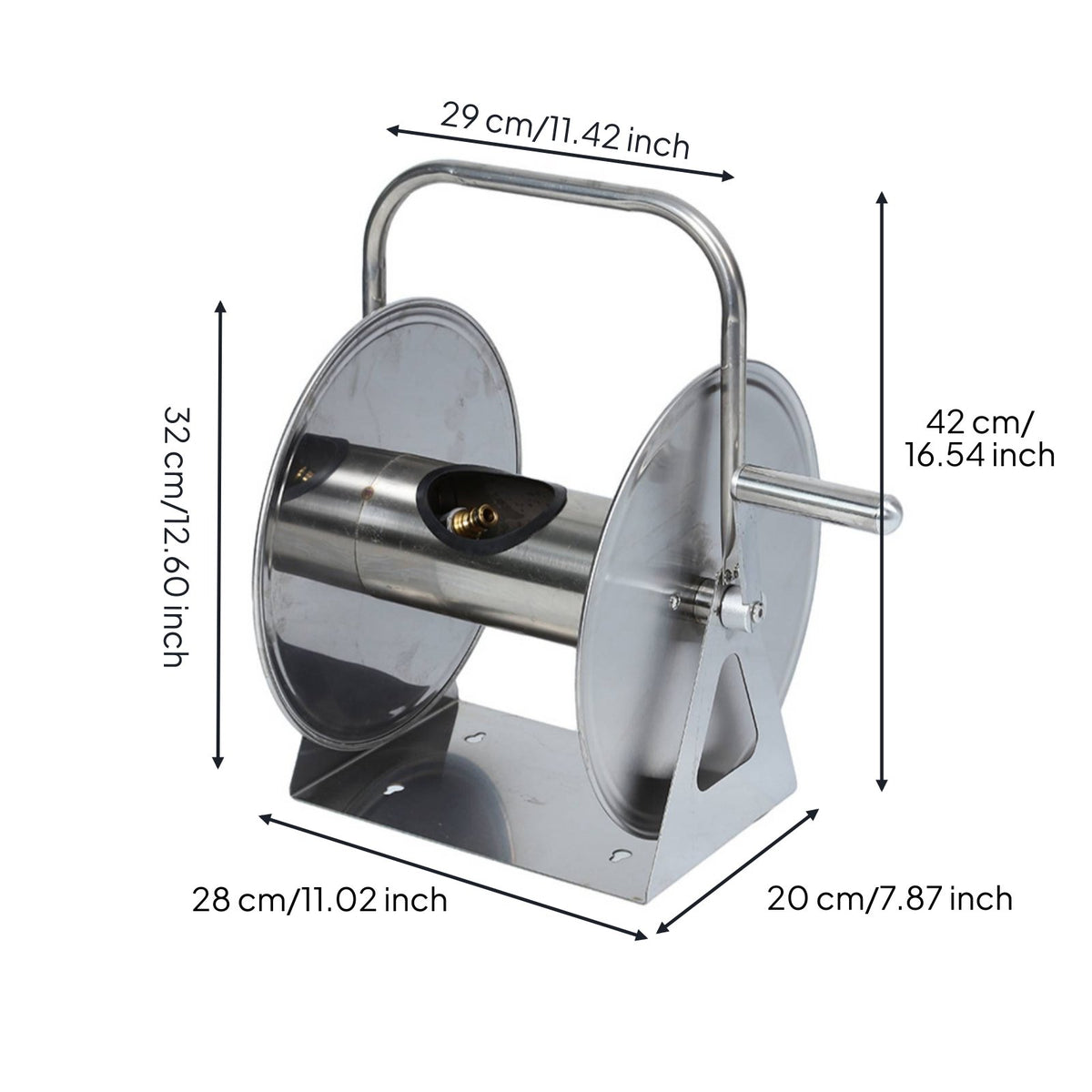 Stainless Steel Hose Reel Easy Winding Wall Mount Hose Holder for Yard, Car Wash