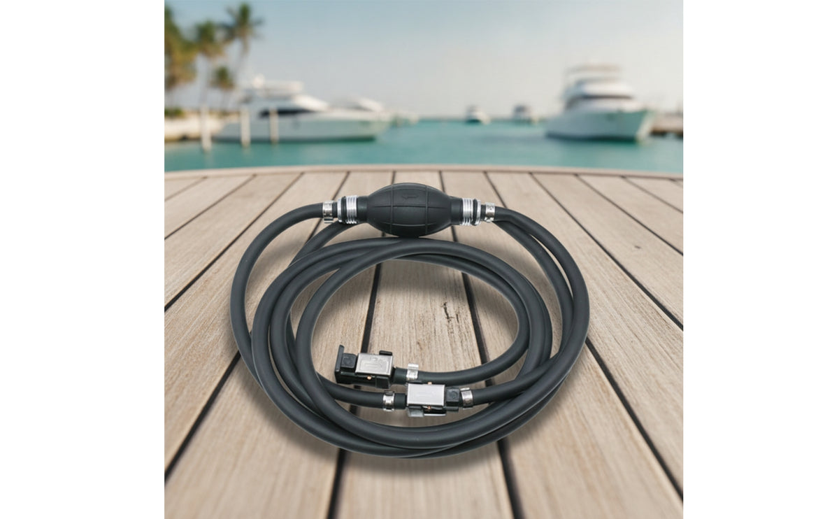 Quick-Connect Marine Fuel Hose Assembly with Primer Bulb Rubber Fuel Line Assembly with Primer Bulb Universal for Boat Owners