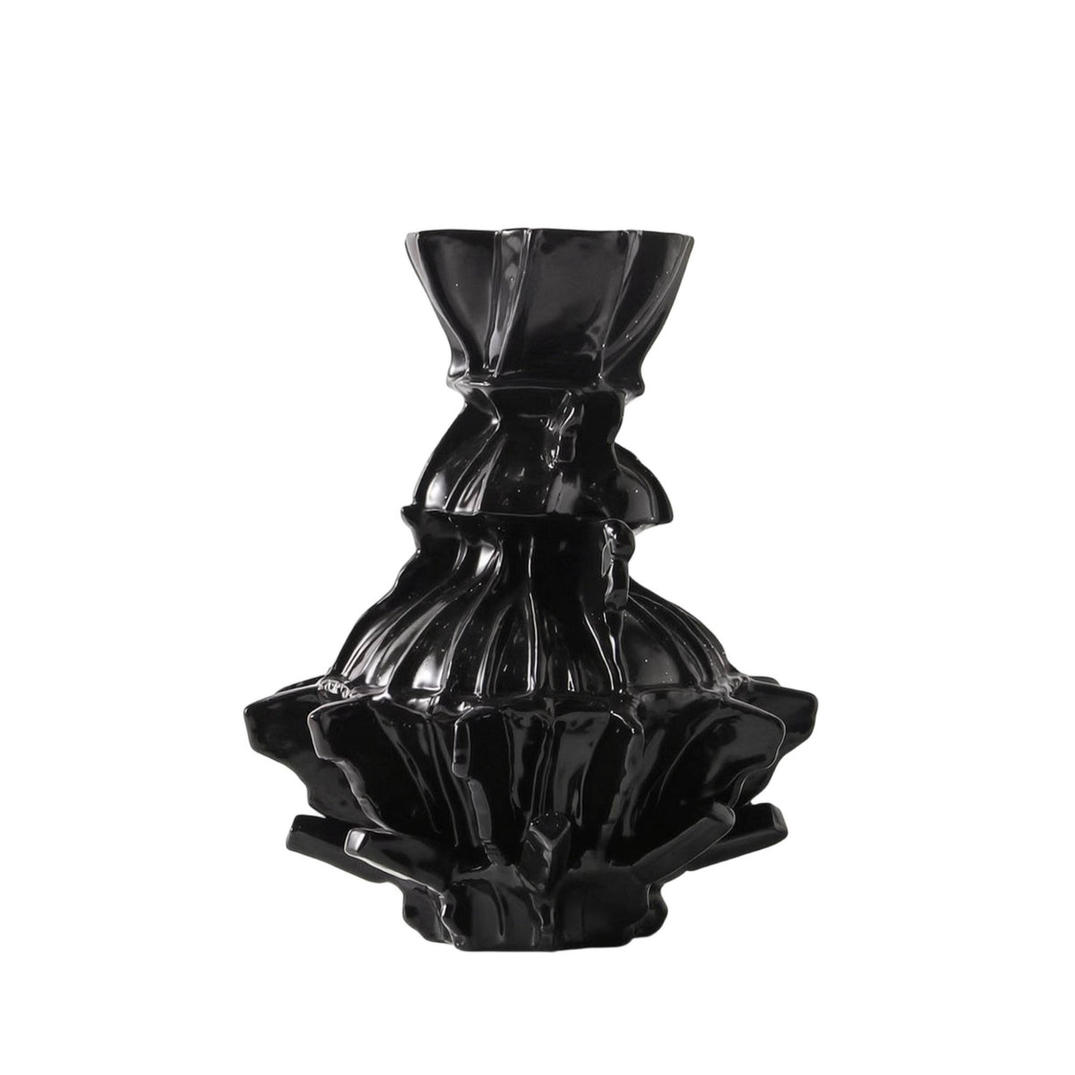 Sculptural Vase Modern Flower Holder Glossy for Entryway