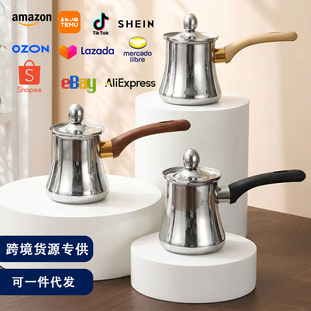 Stainless Steel Coffee Cup Set with Long Handle, Anti-Spill, for Latte Art