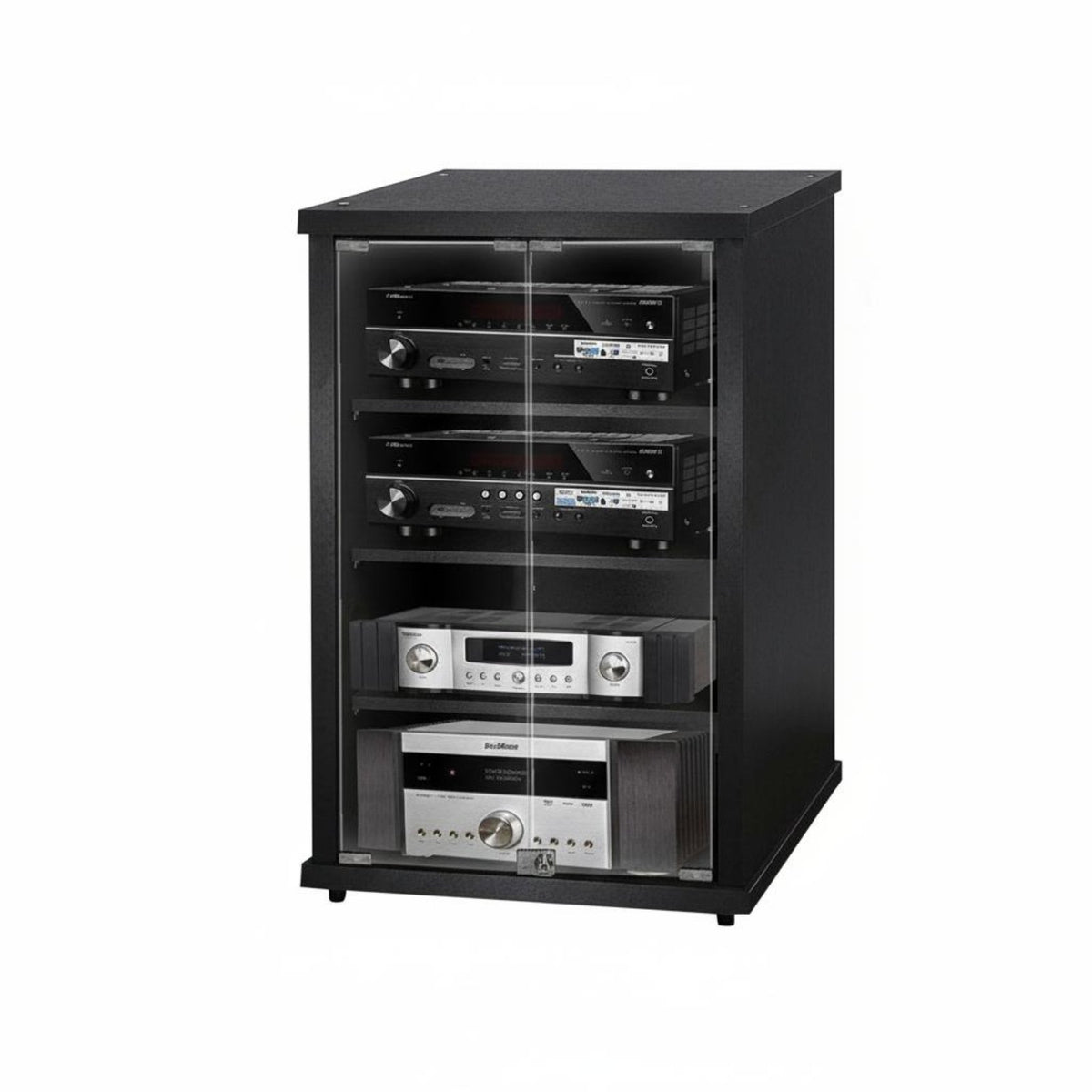 1 Piece KTV Amplifier Stand Audio Equipment Rack Heavy Duty Ventilated Design Rolling Cabinet with Mesh Door Suitable for Audiophiles Studio Living Room
