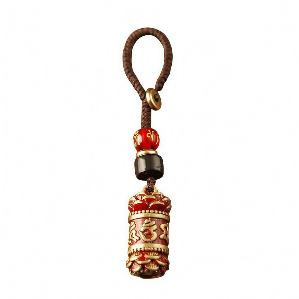 Red Enamel Engraved Charm Charm Gold-Tone Fittings Brass Charm Decorative Ornament for Car Keys, Bag, Keyring