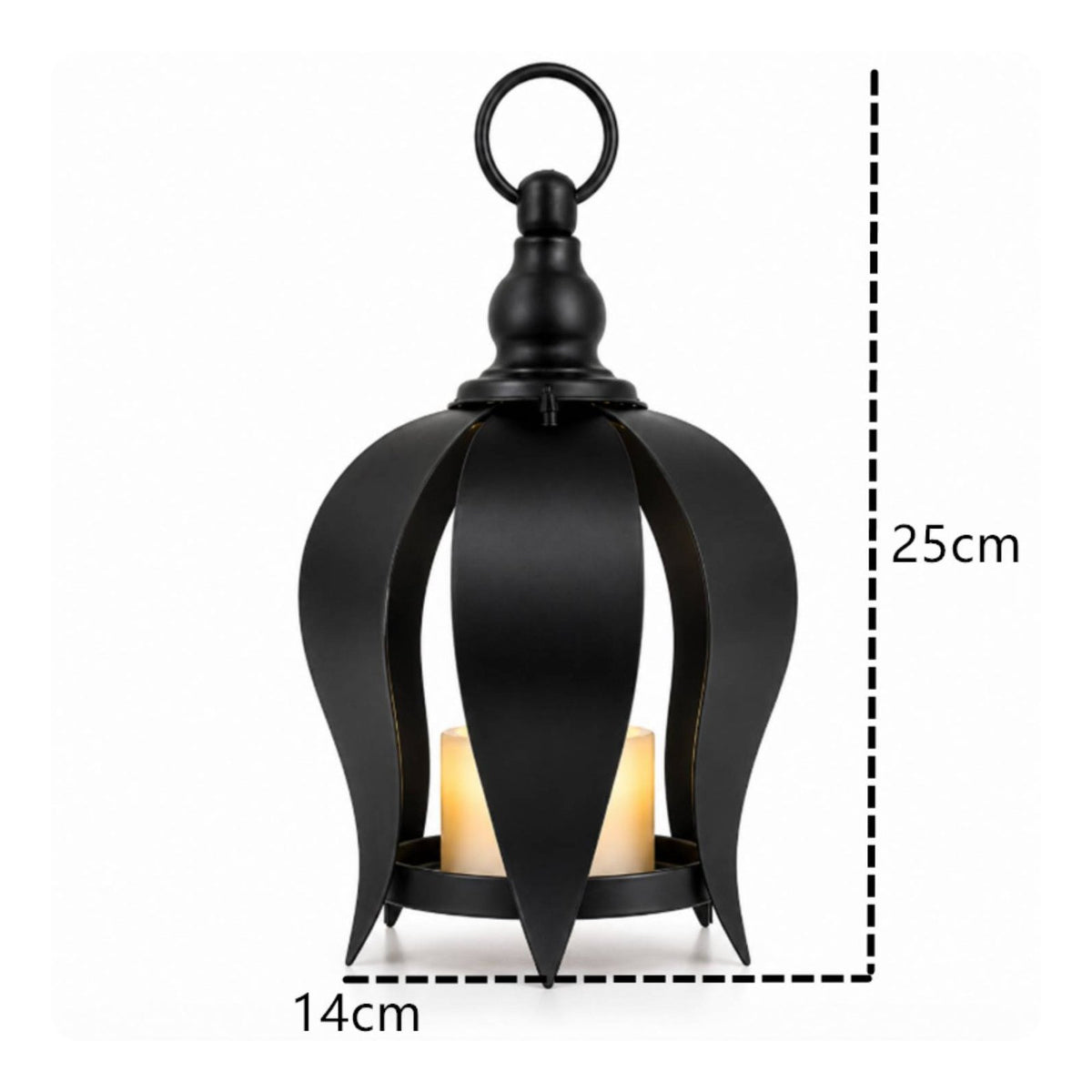 Black Metal Candle Lantern Warm Radiance for Balcony
