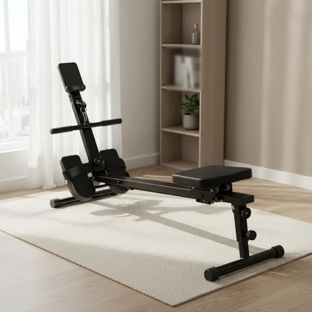 Rowing Machine Padded Seat Home Rowing Machine Textured Foot Pedals Exercise Rower