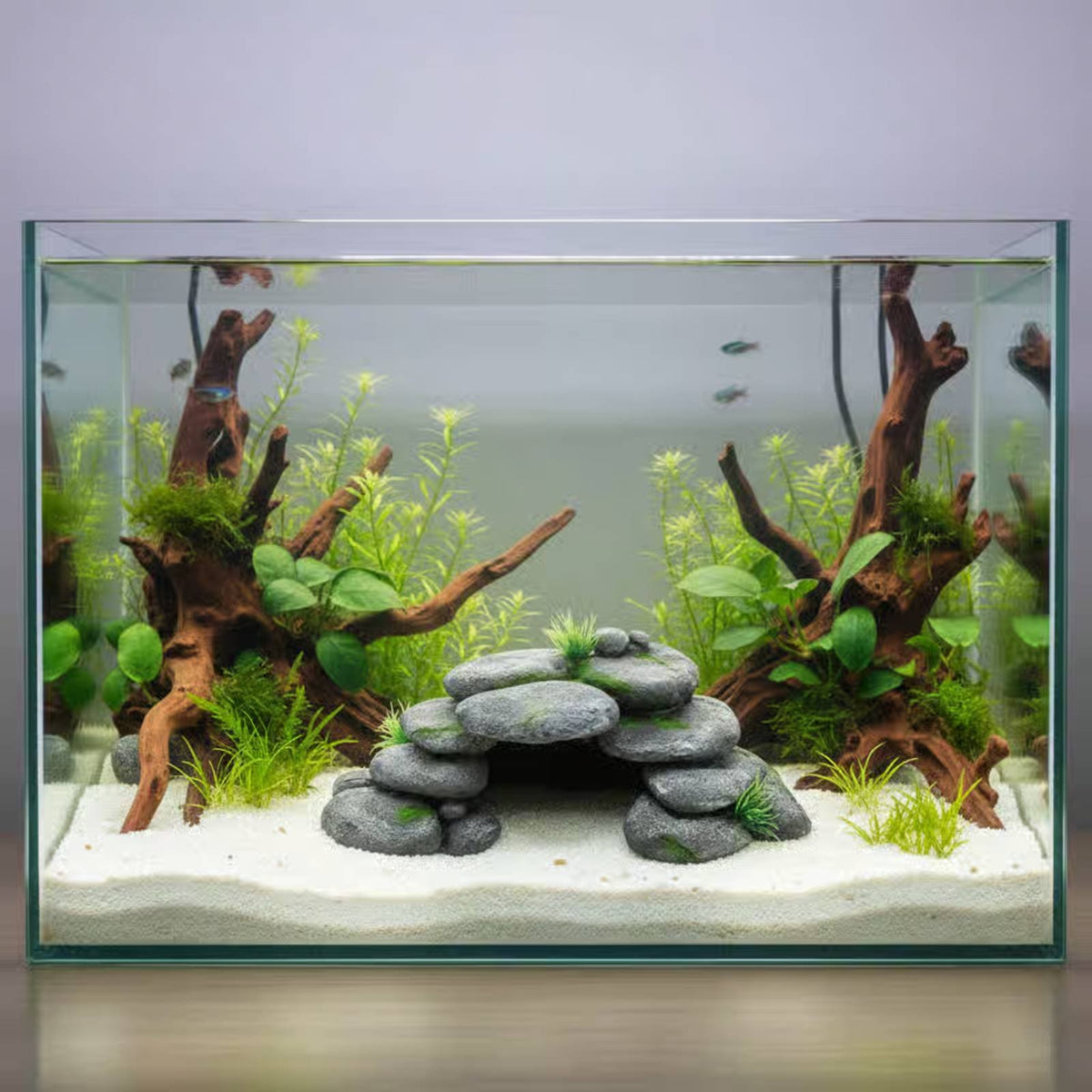 Resin Rock Cave Naturalistic Design Stacked Pebble Decoration Aquatic Habitat Hiding Location No Edges Aquatic Habitat Hiding