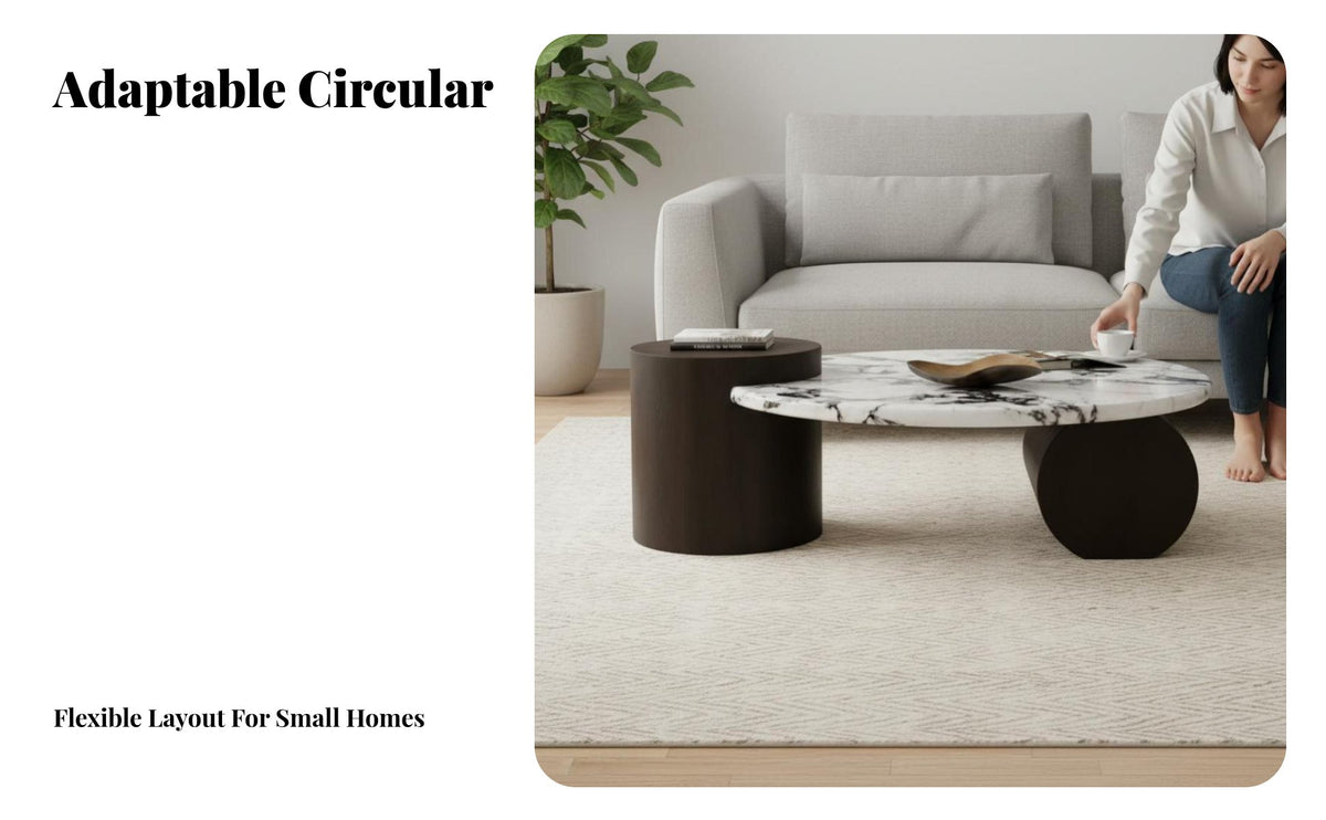 Light Luxury Design Nesting Coffee Table Set Veined Pattern Top Nesting Table Set Space Saving Living Room Furniture Easy to Clean for Apartment Dwellers, Homeowners, Interior Designers, Small Areas, Lounge Area, Balcony, Reading Nook