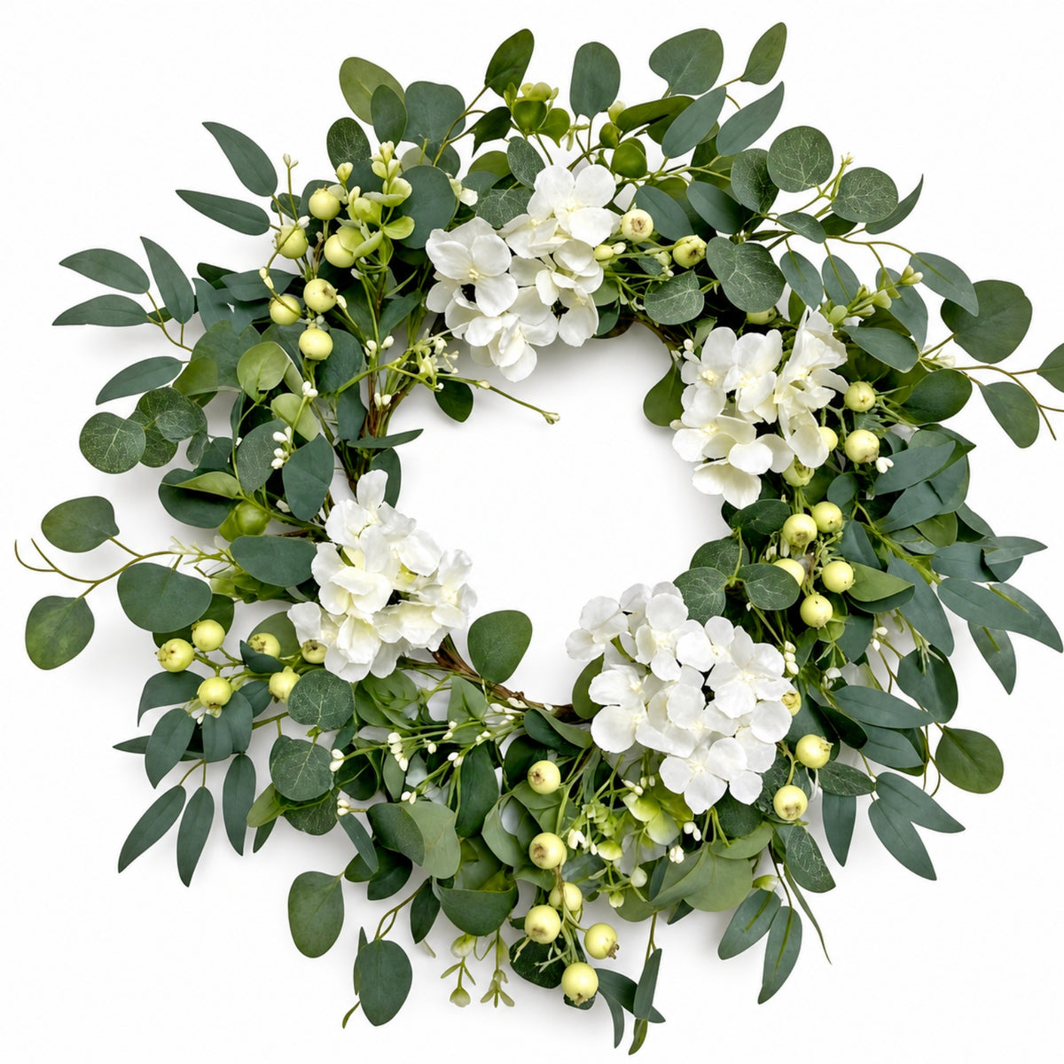 Wreath with Eucalyptus and Berries Green Wreath with Berries Decorative for Wall
