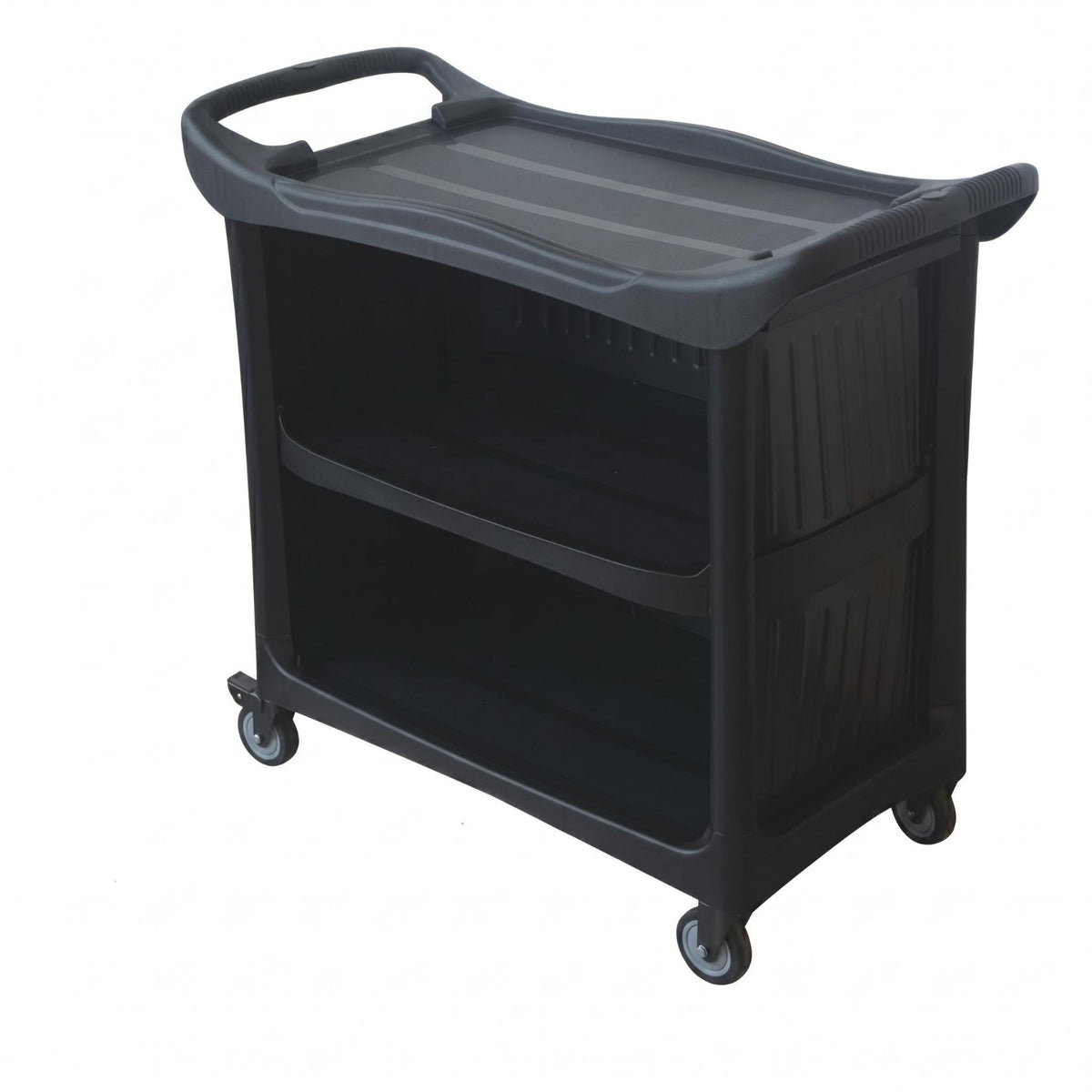 Three-Tier Utility Cart Open Front Rolling Shelving Unit Rounded Corners Storage Furniture