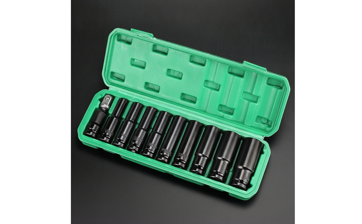 11 Pieces Metric Deep Socket Set High-Force Impact Socket Set 6-Point Tool Organized for Motorcycle Maintenance