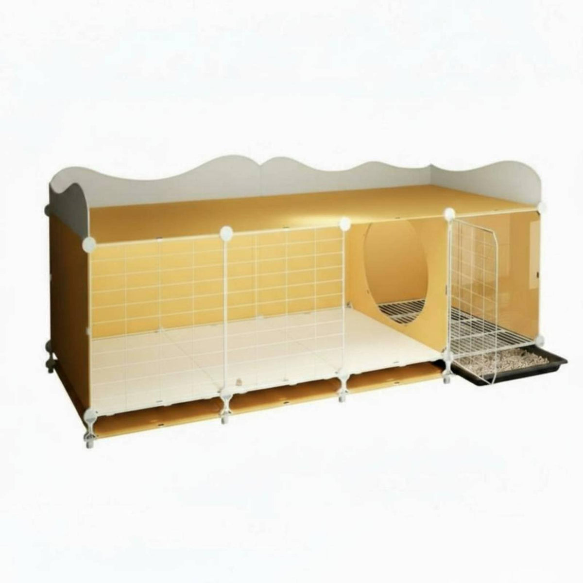 Small Dog Kennel with Toilet Luxury Villa Design Pet Crate Paw-Friendly Grid