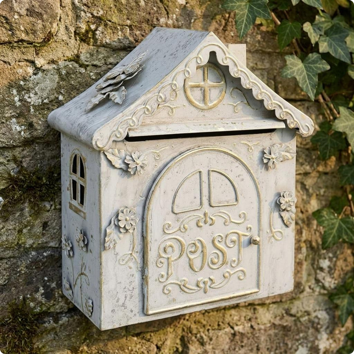 Vintage Iron Mailbox Decorative Outdoor Letter Box Easy to Install for Home