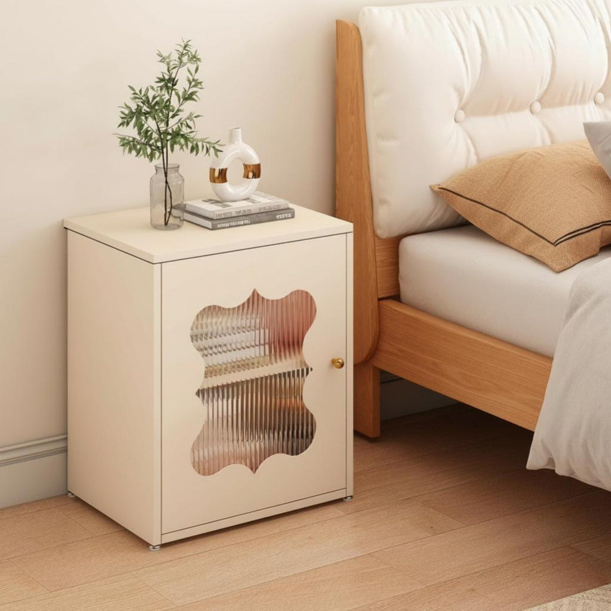Single-Drawer Metal End Table Minimalist Design Bedroom Furnishing for Dorm Room