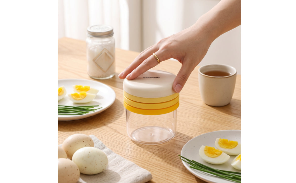 Stainless Steel Egg Cutter with Storage Cup Easy to Use Manual Egg Cutter Multifunction Kitchen Gadget Dishwasher Safe for Dorm Rooms