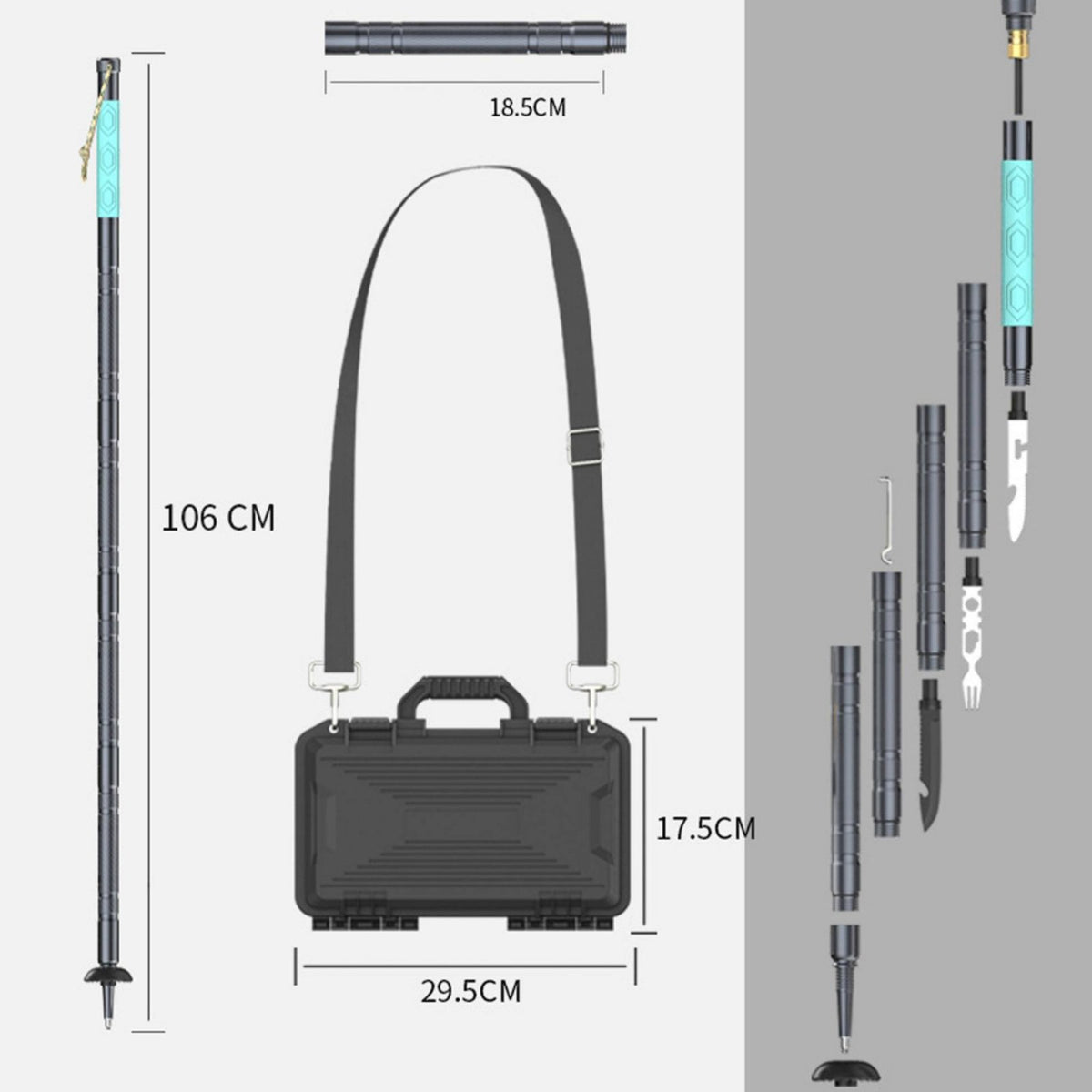 Collapsible Hiking Pole Illuminate-in-the-Dark Telescopic Climbing Pole Kit
