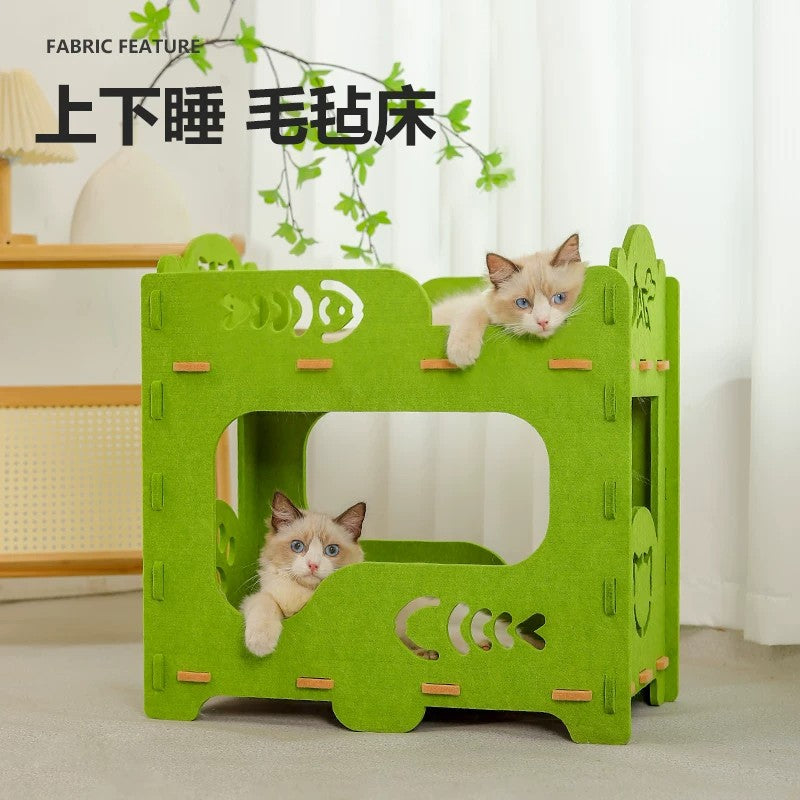 上下铺 双层毛毡猫窝四季通用宠物床安全感四季通用半封闭睡窝猫