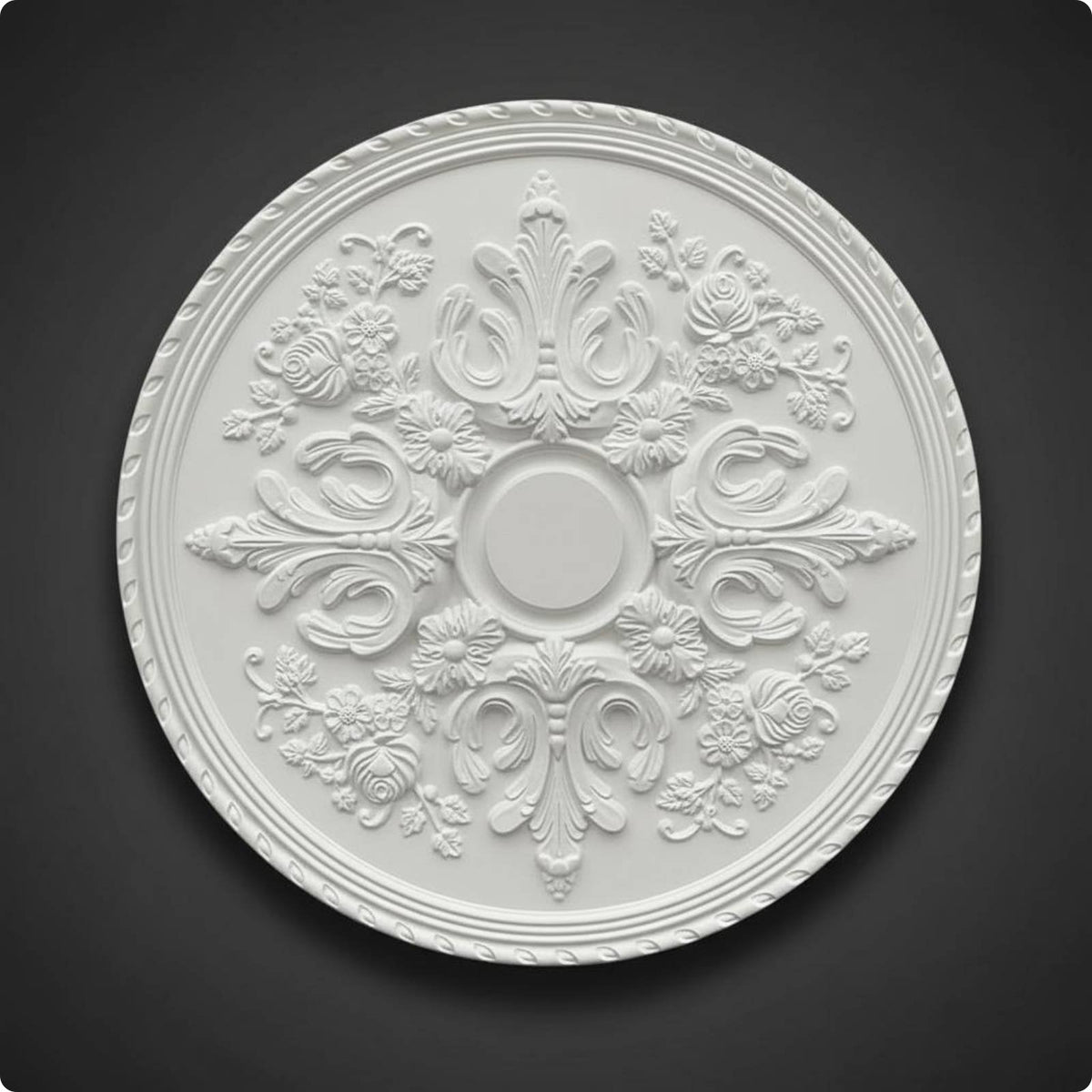 French Design Ceiling Medallion Lightweight Round Ceiling Medallion Interior Decor Paintable Easy Install