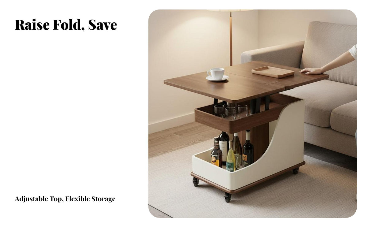 Movable with casters Adjustable C-Shaped Rolling Table Light Luxury aesthetic C-Shaped Rolling Table Foldable Design Couch Desk Space-Saving for Apartment Dwellers, Remote Workers, Living Room, Small Spaces, Home Office, Bedroom