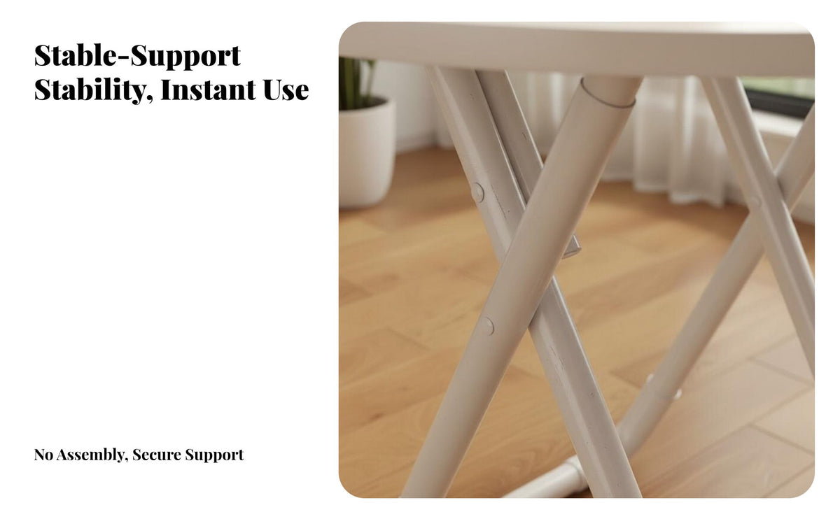 Easy to Fold Foldable Dining Table Multipurpose Small Space Dining Set Strong Load-Bearing Collapsible Dinner Table Rounded Corners for Apartment Dwellers, Students, RV Owners, Market Stalls, Living Room, Balcony, Home Office