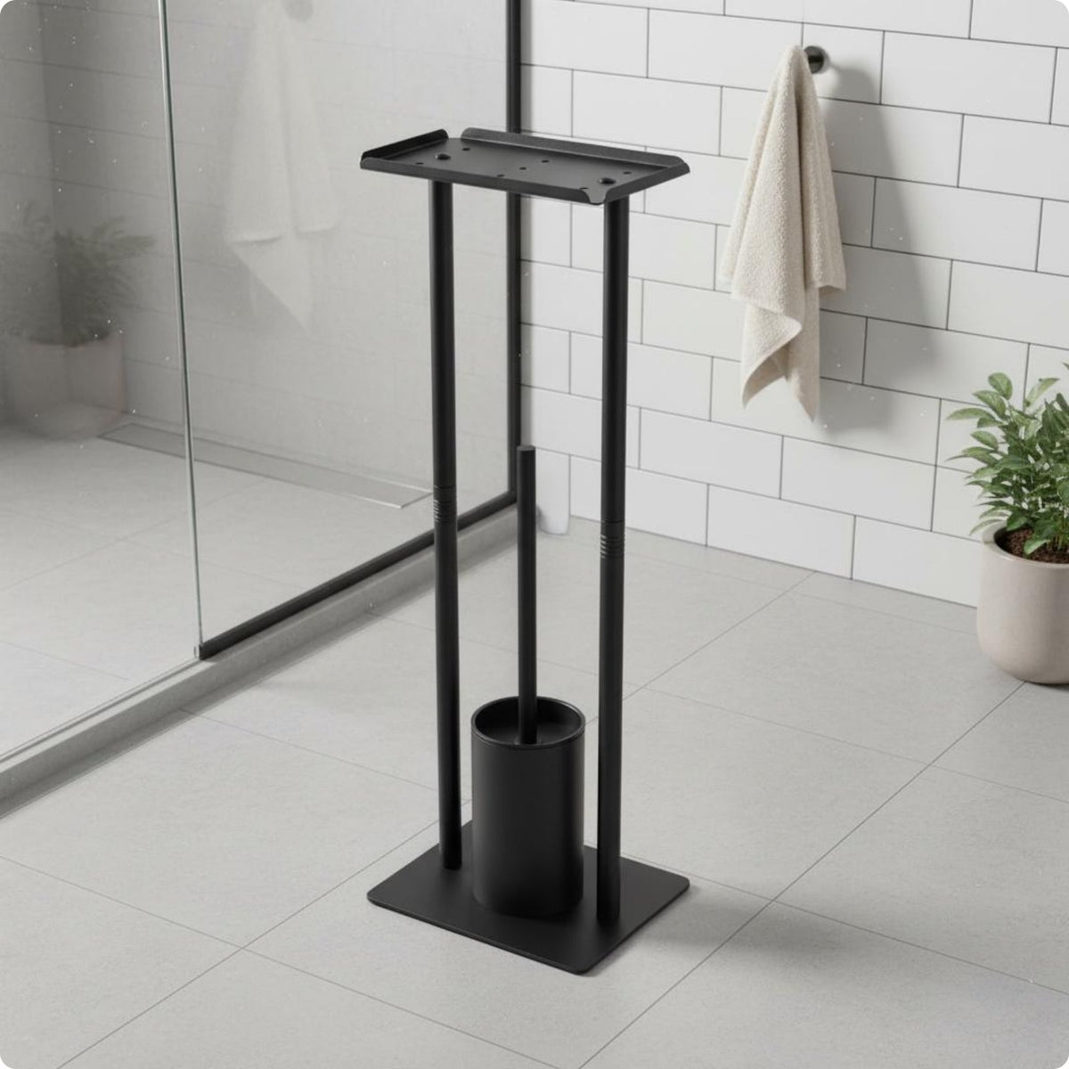 Freestanding Bathroom Tissue Holder No Extra Roll Storage Stand Long-Lasting