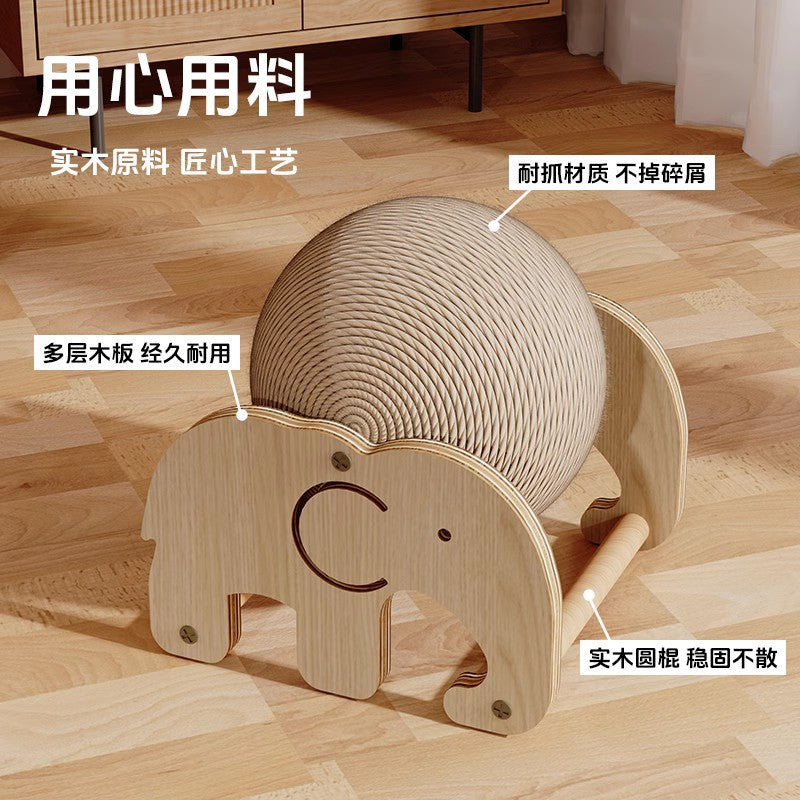Ferris Wheel Sisal Cat Scratcher Ball with Elephant, Bear, and Windmill Designs