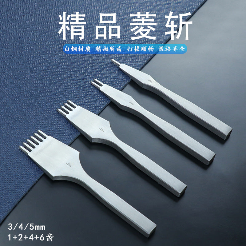 Premium White Steel Diamond Chisel 3/4/5mm Tooth Spacing for Leather