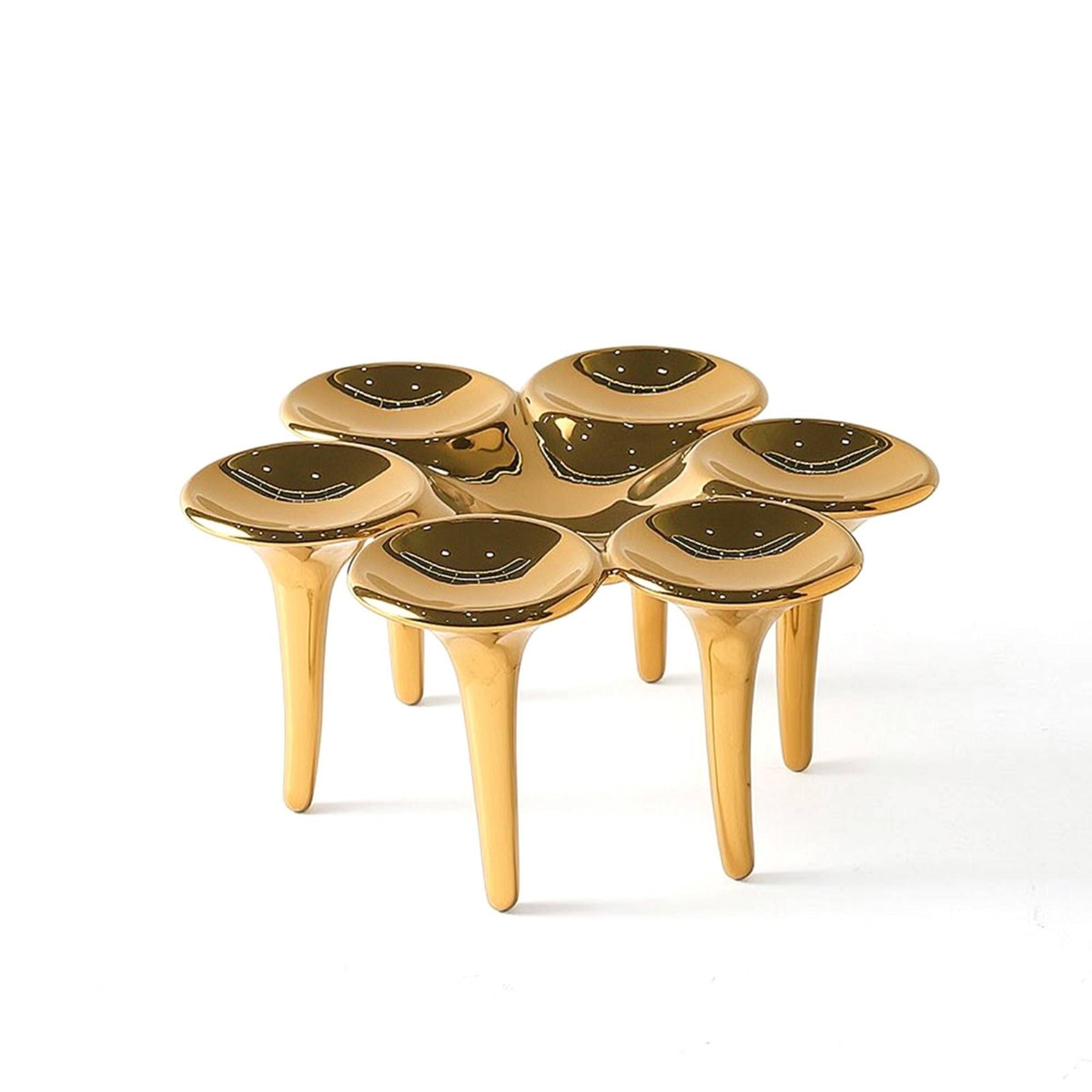 Ceramic Decor Piece with Legs Electroplated Sculpture with Hollow Design Minimalist Table Centerpiece for Interior Designers, Homeowners, Entryway