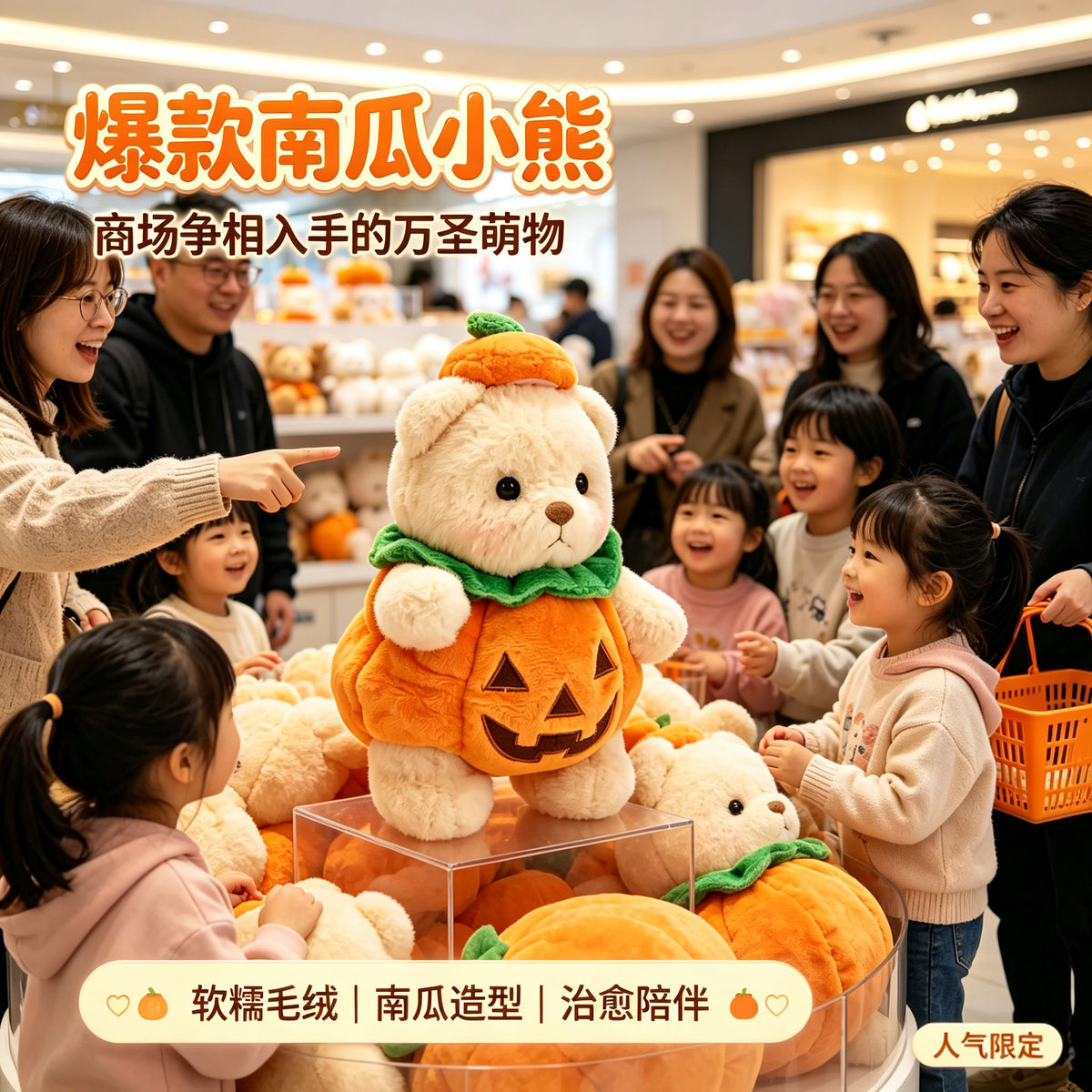 现货亚马逊跨境新品万圣节南瓜小熊毛绒玩偶圣诞节玩具公仔批发