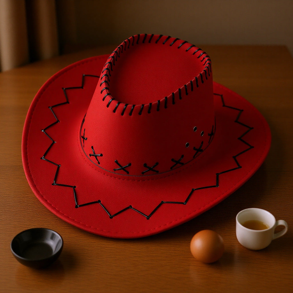 Unisex Cowboy Hat with Wide Brim, Polyester, Windproof, Foldable