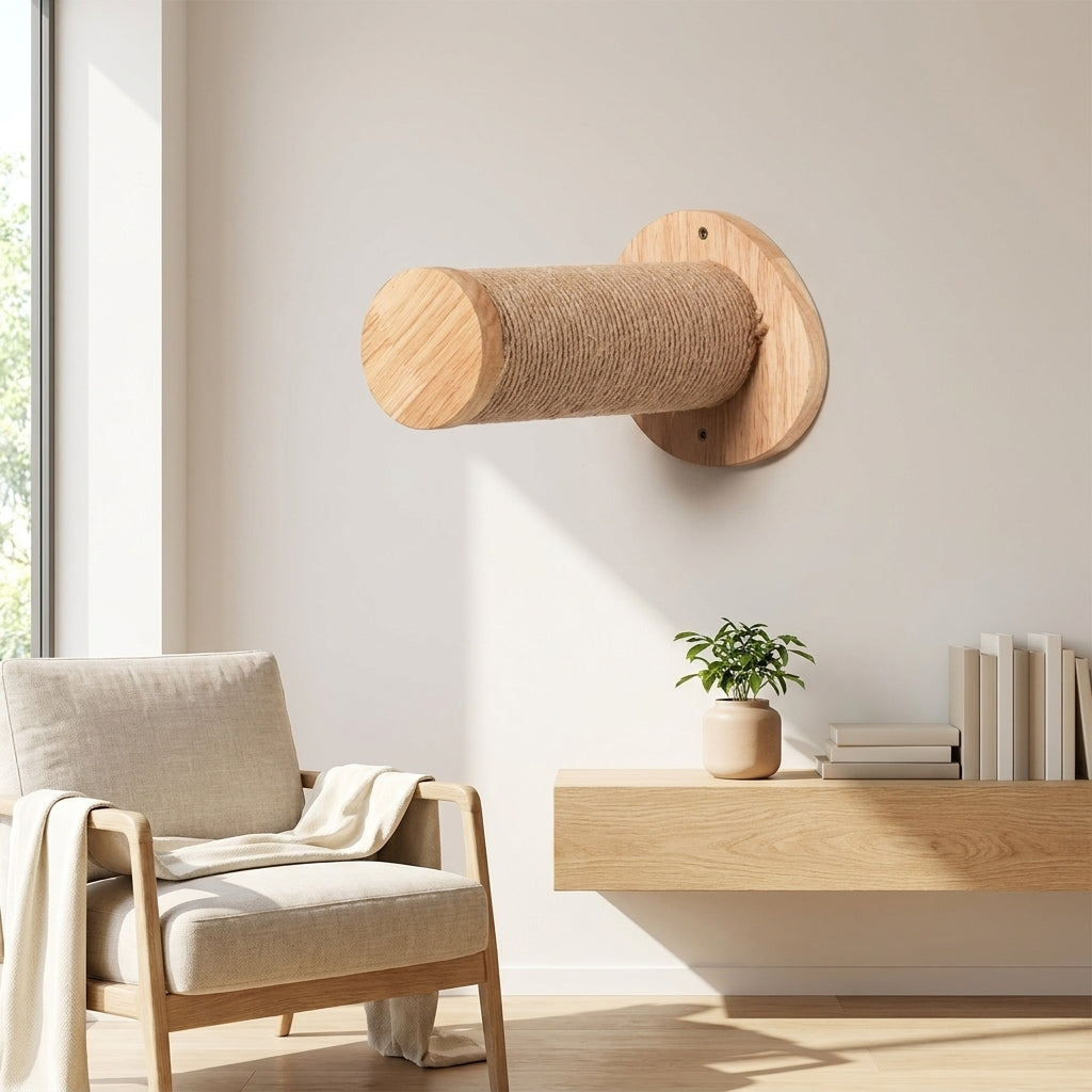 Wooden Cat Bed and Hammock Wall Mounted Cat Perch, Modern Furniture with Removable Textile Cover, Indoor Space for Climbing Lounging and Playing
