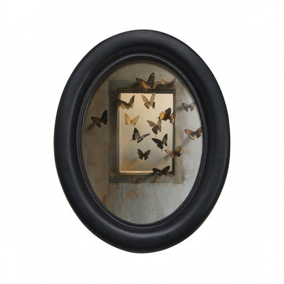 Oval Picture Frame Black Finish Wooden Oval Frame Inset Image Area
