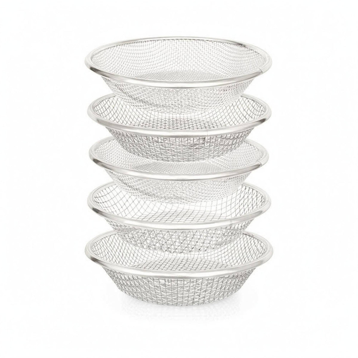 5 Pieces Soil Sifter Round Sand Sieve Silver