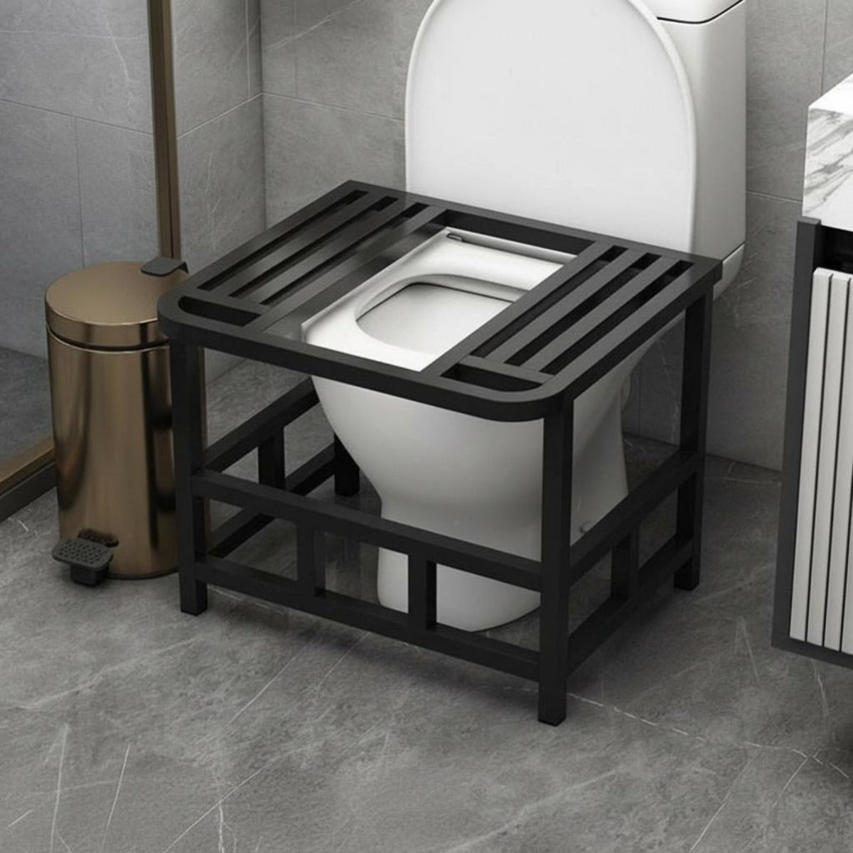 Over-Toilet Squatting Frame Non-Slip Bathroom Accessory Rust-Proof for Seniors